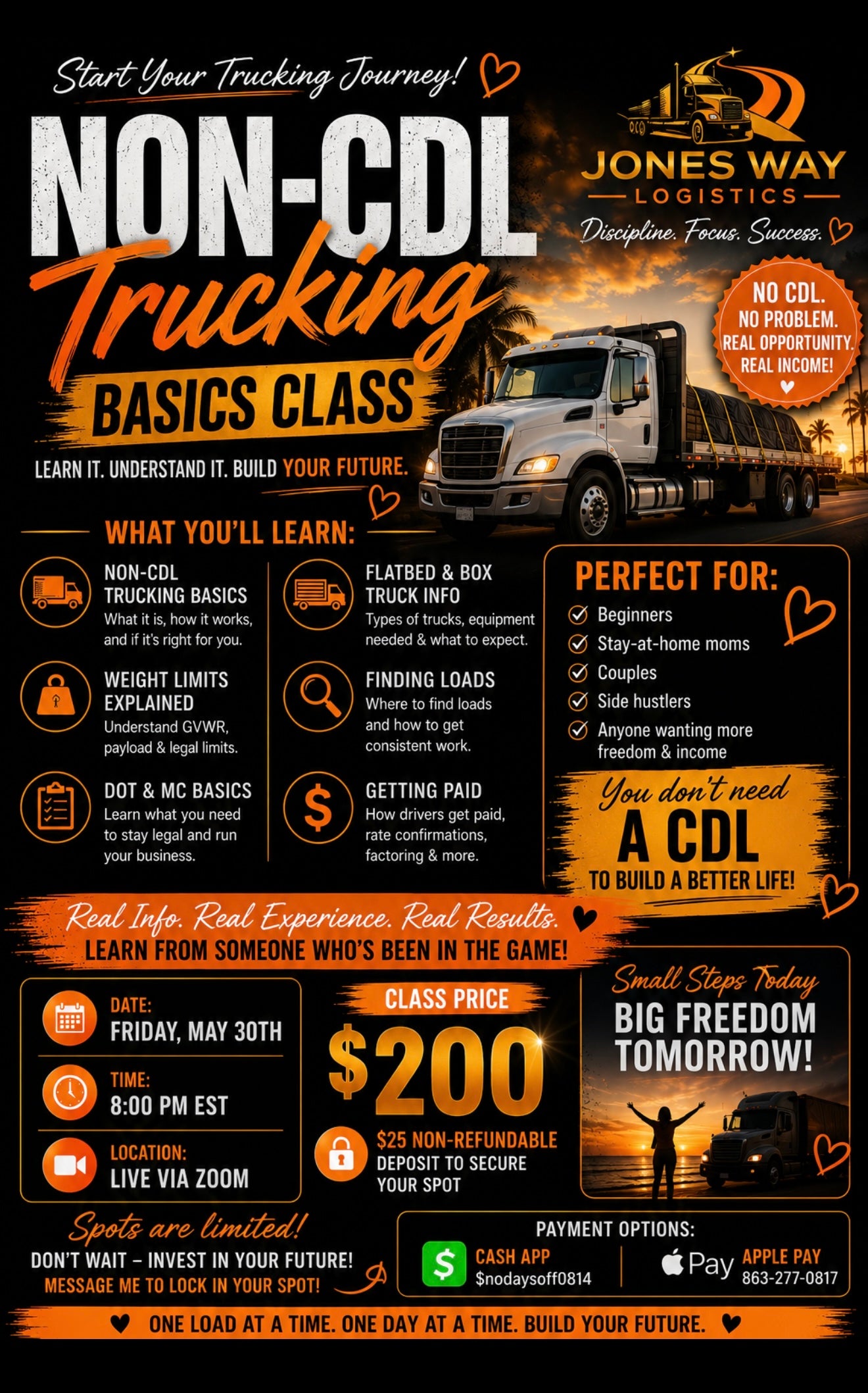Non-CDL Trucking Basics Class Via Zoom